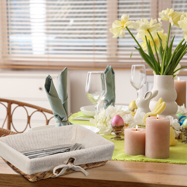 Relaxdays Set of 3 Bread Baskets with Fabric Insert