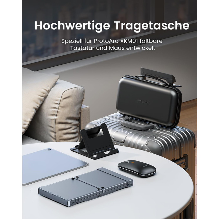 Бездротова клавіатура та миша ProtoArc XKM01, Bluetooth, QWERTZ, для iPad, Tablet, iPhone, Laptop, сірий колір