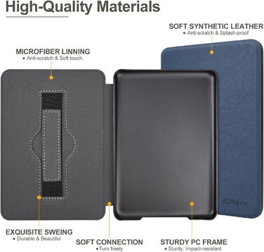 Чохол для Kindle/Kobo/Tolino з підставкою та авто-ввімкненням/вимкненням, блакитний