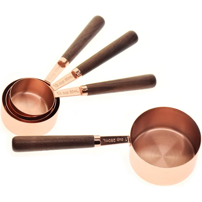 32 x Measuring Cup Set Wooden Handle Stainless Steel Coated Copper Metal Measuring Spoons Baking Kit
