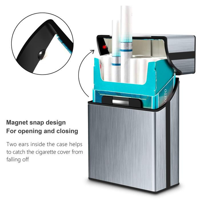 Вишукане Zigarettenetui Yosemy: Металевий футляр для сигарет на 20 сигарет (3 шт.) - сірий, чорний, срібний