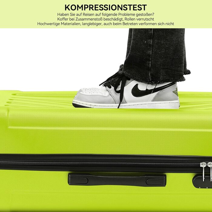 Чохол-валіза BEIBYE: набір валіз з кодовим замком та 4 колесами (Celery Set) 55/66/76 см