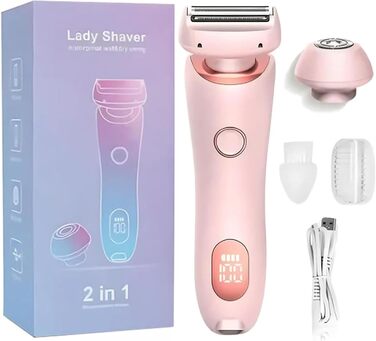 Електричний тример для бікіні з LED-дисплеєм для жінок (рожевий) - SkinGlow Pro, Beautibloom, Glide Pro