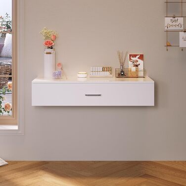 SONNI туалетний столик з LED-підсвіткою, дзеркалом HD, 3 кольори, 10 рівнів яскравості, комод з шухлядами для косметики, білий, 100x36,5x20 см, для спальні
