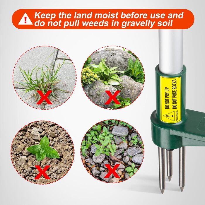 Walensee Weed Puller, Weed Remover, Length 100cm, with THREE jaws for efficient weed removal, claws and pedals made of thickened and hardened stainless steel, gardening tool