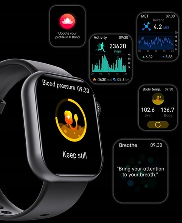 Смарт-годинник Bartomtime eTech58PRO Kardiowatch, унісекс, чорний