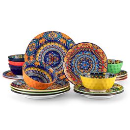Набір посуду Porzellan vancasso 18 предметів (6 осіб) – тарілки, десертні тарілки, миски, серія KRVI