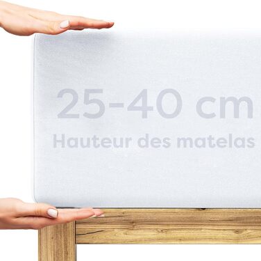 Wolkenfeld Box Spring Bed Fitted Sheet 180x200cm up to 200x220cm - up to 40cm Mattress Height - Premium Cotton Bed Sheet 180x200 | 180x220 | 200x200 for Box Spring and Water Beds - White