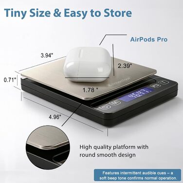 Кухонні ваги KitchenTour Digitale - прецизійна вага 500г/0.01г з LCD дисплеєм (батарейки в комплекті)