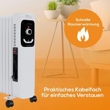 Масляний радіатор Tronitechnik® TT-OR 311 - електрообігрівач з 3 режимами, 11 ребер, 2500 Вт, білий