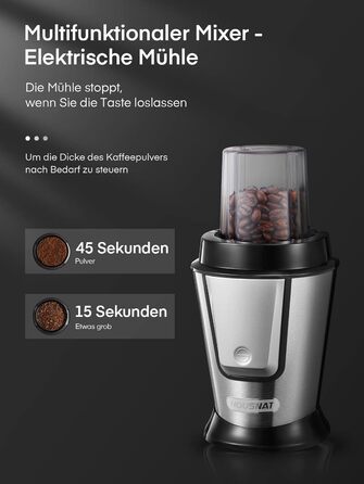 Блендер HOUSNAT Smoothie Maker To Go: портативний, 500W, з пляшкою 570мл, нержавіюча сталь, BPA-free, для смузі та напоїв