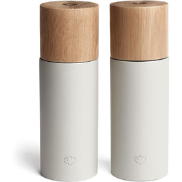 Набір з 2 мельниць для спецій Springlane: сіль та перець, з буку та бетону, регульований механізм, скандинавський дизайн (сірий)
