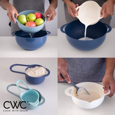 Набір кухольних мисок COOK WITH COLOR Nistschalen: 8 мисок (м'ятно-зелені), мірні склянки, сито, чаші для перемішування
