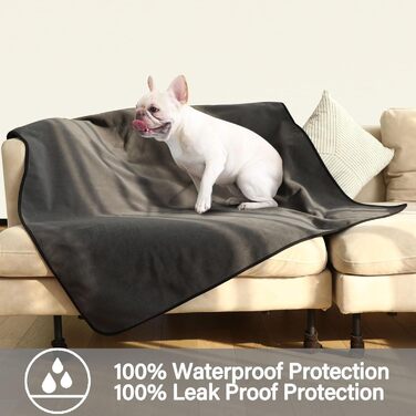 Водонепроникний килимок для собак Happy Hachi 150x127 см, фліс, для софи, машинного прання, автокрісла, меблів (сірий)