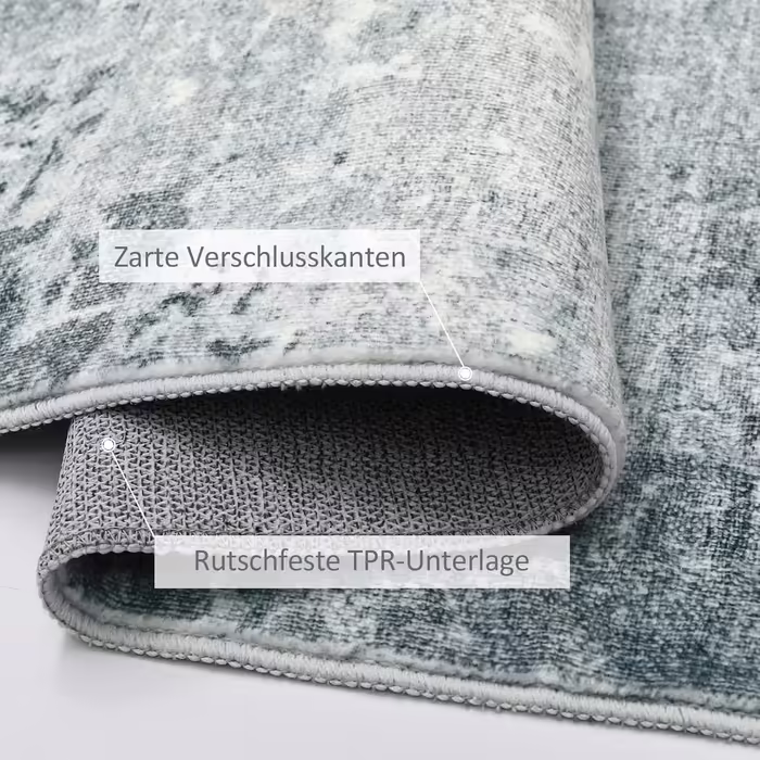 Guchuang Bedding Rug Living Room 160x230cm, Gray-Green Rug Vintage Melange Distressed Design Short Pile Rug, Washable Non-Slip Rug for Bedroom Gray 160x230cm