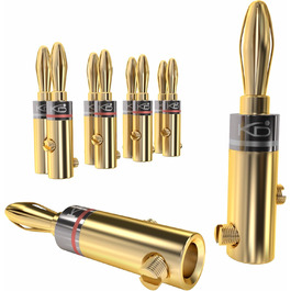 Бананові конектори KabelDirekt (5 пар) - для акустичних кабелів до 6 мм², позолочені, гвинтові Бананові конектори KabelDirekt (5 пар) - для акустичних кабелів до 6 мм², позолочені, гвинтові