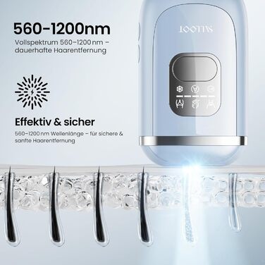 Прилад для епіляції IPL 22J, 78W, з охолодженням сапфіром, для дому, для обличчя, бікіні, пахв, блакитний