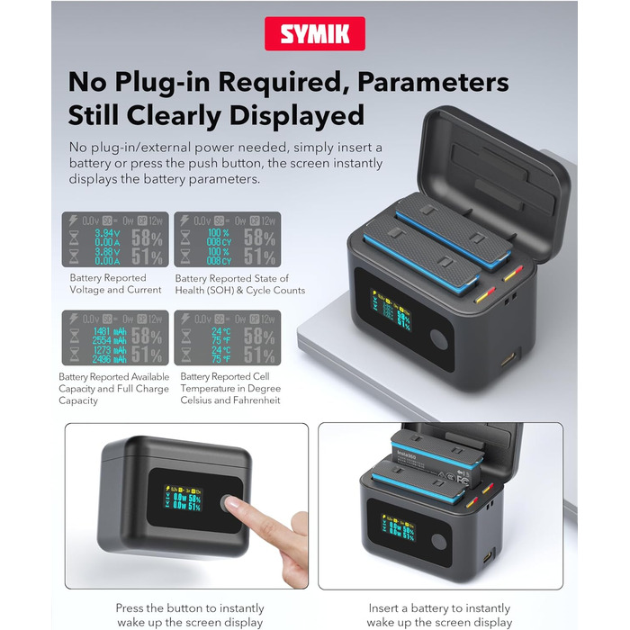 Акумулятори Insta360 X4 Air (2 шт.) з зарядним хабом 24W та LCD-дисплеєм – Швидка зарядка, показник заряду