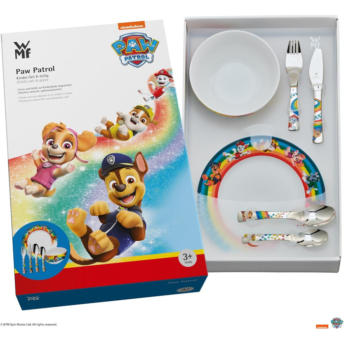Набір дитячого посуду Paw Patrol WMF 6-ти речі з нержавіючої сталі, від 3 років, Cromargan, придатний для миття в посудомийній машині