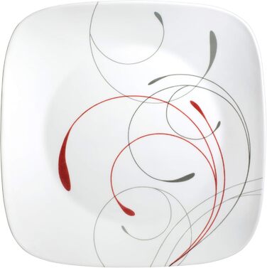Corelle Tafelservice 18-teilний, чорно-білий для 6 осіб, Splendor, розбивається неможливо, з квадратними тарілками