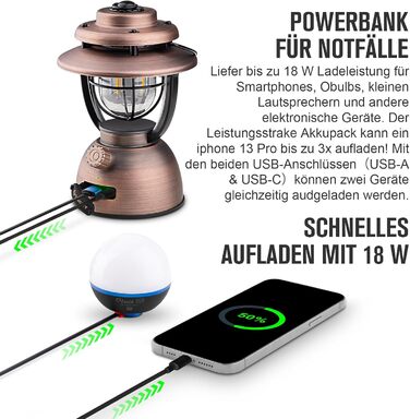 OLIGHT Olantern Classic 2 Pro Camping Lamp 300 LM, LED Lantern in Retro Style with Stepless Dimming, Emergency Power Bank USB Rechargeable, for Camping, Garden, Power Outages, Halloween Decoration, Hiking
