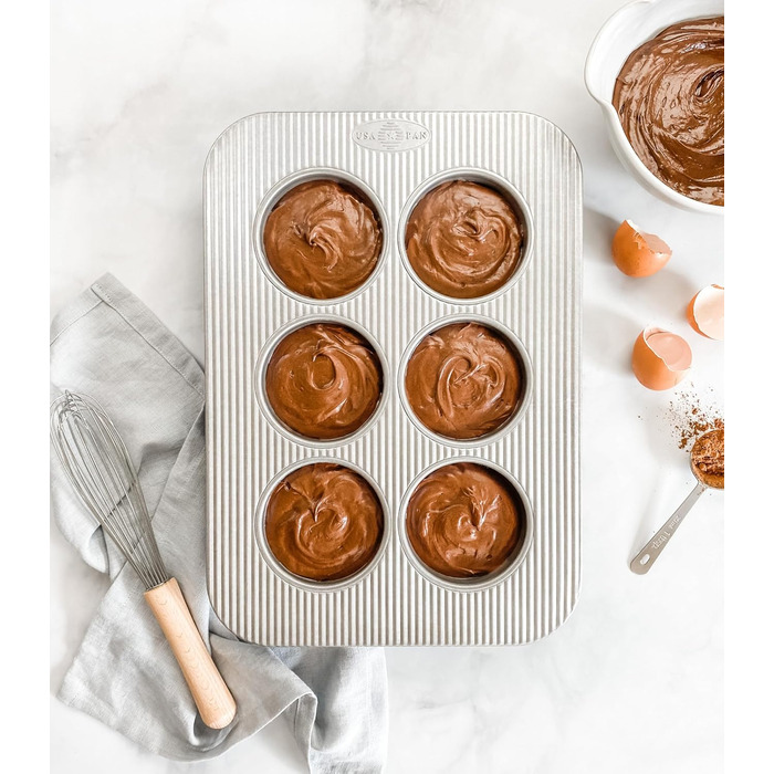 USA Pan Nonstick Muffin Tin for 6 Muffins, Aluminized Steel