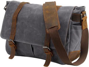 Водонепроникна фотосумка Neuleben для DSLR з плечовим ременем, вінтажний стиль, велика фотосумка з канвасу та шкіри, зелена (сірий 01)