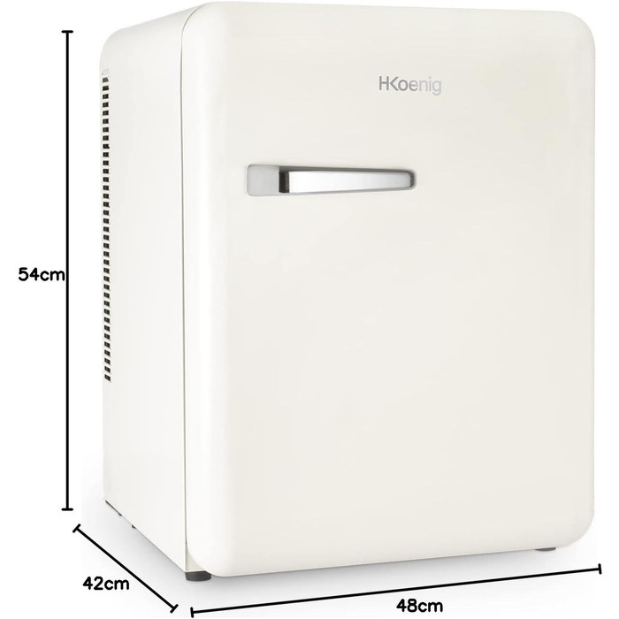 Міні-холодильник H.Koenig Mini Bar Vintage 31L - компактний, для їжі, напоїв, косметики, регульована температура, кремовий