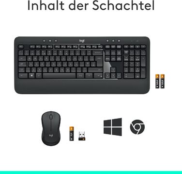 Logitech MK540 Advanced Kombi: Бездротова клавіатура та миша для Windows (QWERTZ, чорний)