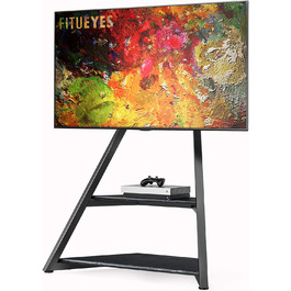 FITUEYES Rolling TV Stand - Mobile TV Stand with Wheels for 43-75 inch Flat & Curved TVs - Height Adjustable, Swivel, Tilt, Eiffel Series Black