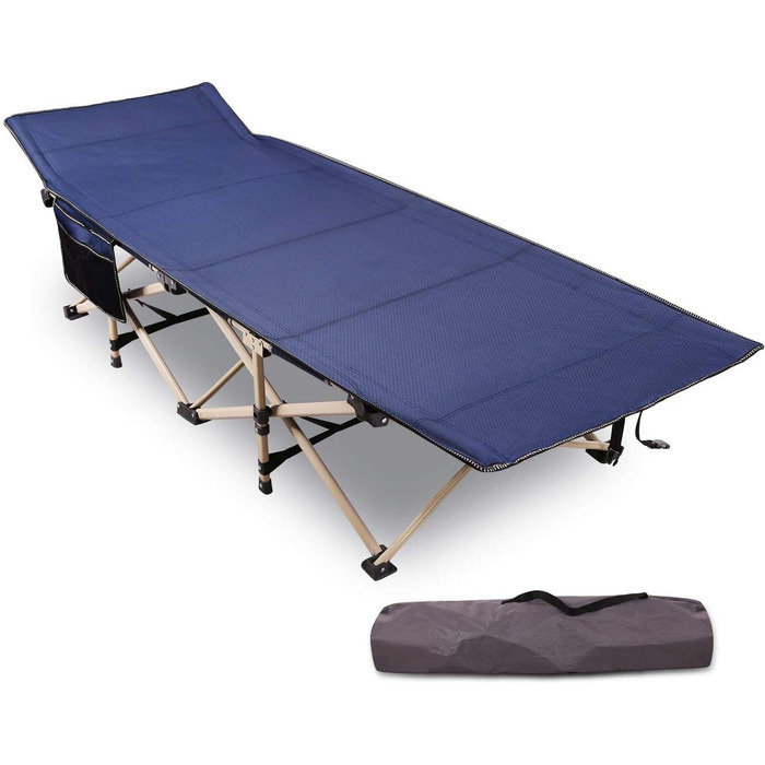Розкладне ліжко для кемпінгу CampMax: міцне, XXL, 190 x 71 x 38 см, для відпочинку на природі, блакитне