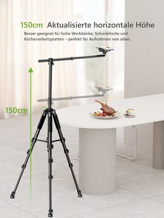 Штатив настільний Elitehood з виносним плечем 114 см, гнучкий, для iPhone, Android, відеозйомки, 180 см, 63 см