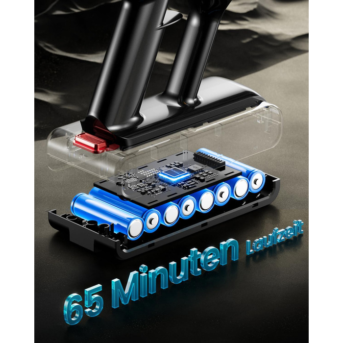 Бездротовий акумуляторний пилосос 50000Pa/600W/65 хвилин, 1,8L з OLED-дисплеєм. Вертикальний пилосос без перекручування шнура, 8-шарова фільтрація, підходить для твердих підлог, килимів та шерсті тварин