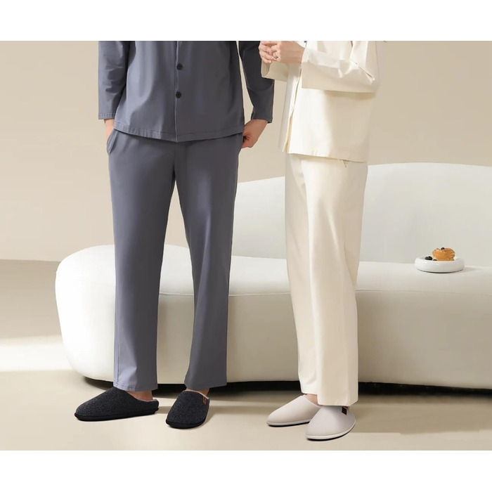 Тапочки чоловічі COFACE з фетру, теплі, зручні, пухнасті, з антиковзною гумовою підошвою, розмір 40-49 (Бежево-білий, 41 EU)