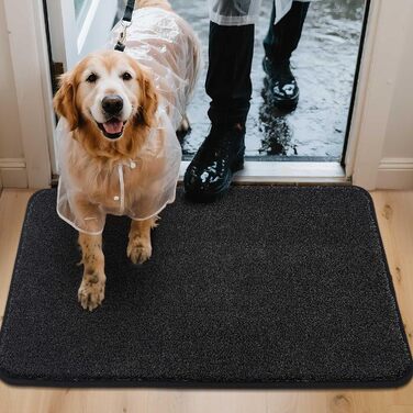 Килимок для входу COSY HOMEER 50x80 см, чорний - м'який, вологопоглинаючий, антиковзкий, для кухні, коридору, приміщення