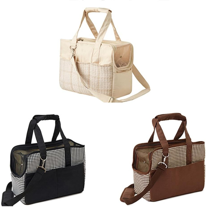 Транспортна сумка для собак та котів до 5 кг - переноска для тварин з верхньою відкривачкою, дихаюча, складана, з регульованим плечовим ременем, дозволена для перевезення в літаку, бежева