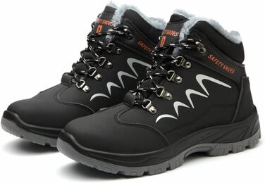 Черевики безпеки зимові чоловічі/жіночі S3, легкі, теплі, з металевим носком, 35-48 (38 EU, чорний)