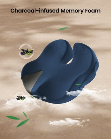 Ортопедична подушка для сидіння ProtoArc - для офісного крісла, автомобіля, інвалідного візка. З піною з пам'яті, рівномірний розподіл тиску, великий розмір, Navy Blue