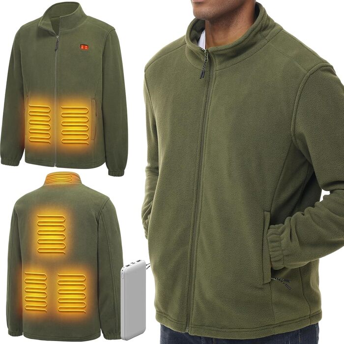 Обогрівальний жилет LABEWVI з акумулятором 10000mAh, чоловічий/жіночий, фліс Polar, USB, зелений