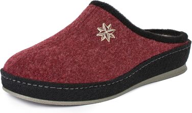 Жіночі фетрові домашні тапочки Schawos Lisa, теплі, з підкладкою з шерсті, з устілкою, міцна підошва, неслизькі, 39 EU, Бордовий