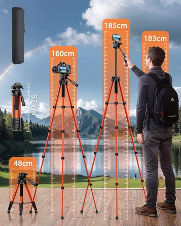 Штатив SHUTSMI 184 см з тримачем для телефону та сумкою, помаранчевий