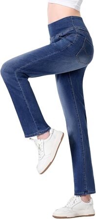 Жіночі джинси Pull On Straight, висока талія, еластичний денім, 4 кишені, темно-синій колір, розмір 31