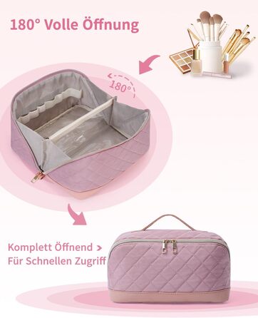 Косметичка для подорожей Wandering Nature для жінок: велика, водонепроникна, з відділенням для пензликів, рожева (патент)