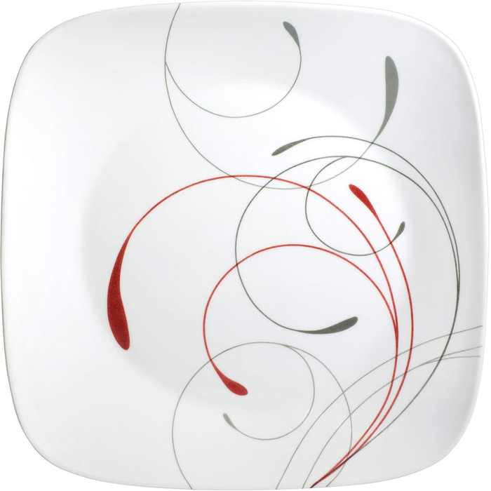 Corelle Tafelservice 18-teilний, чорно-білий для 6 осіб, Splendor, розбивається неможливо, з квадратними тарілками