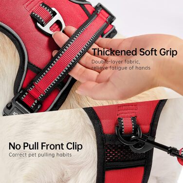 Нашийник для собак середніх порід NESTROAD, розмір M, червоний. Анти-тягнучий нашийник, обхват шиї 33-43 см, обхват грудей 43-64 см. Безпечний нашийник для собак з підкладкою