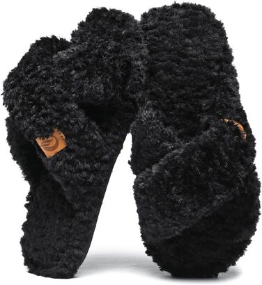 SMajong жіночі плюшеві домашні тапочки зимові теплі, м'які, з антиковзким покриттям, зручні, з підкладкою, чорні (36/37 EU)