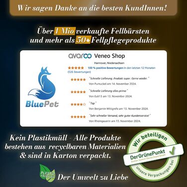 Феллентвіррєр BluePet для довгошерстих собак та котів: щітка-розпушувач з двома рядами пінів, версія 2.0 Limited Edition