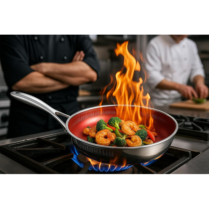FIXLINE Black Forest Non-Stick Fry Pan - 28cm - RED Design - PTFE-Free - Compatible with All Cooktops (Including Induction) - Oven Safe up to 250°C - Easy to Clean - Ideal Gift