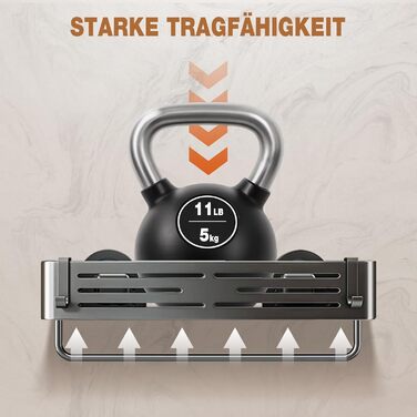 Поличка для душу Lekesky без свердління, кутова, з міцними присосками, алюміній, нержавіюча сталь, знімна, для ванної кімнати, кухні, орендованого житла (2 шт., сірий gunmetal з тримачем для рушників, прямокутна)