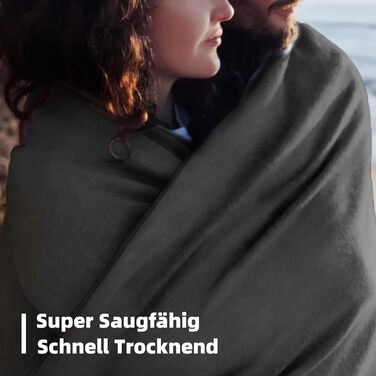 Набір з 3 рушників з мікрофібри: великий (180x80 см) та 2 маленькі (80x40 см). Швидковисихаючі рушники з мікрофібри для спорту, пляжу, ванни та подорожей (темно-сірий)